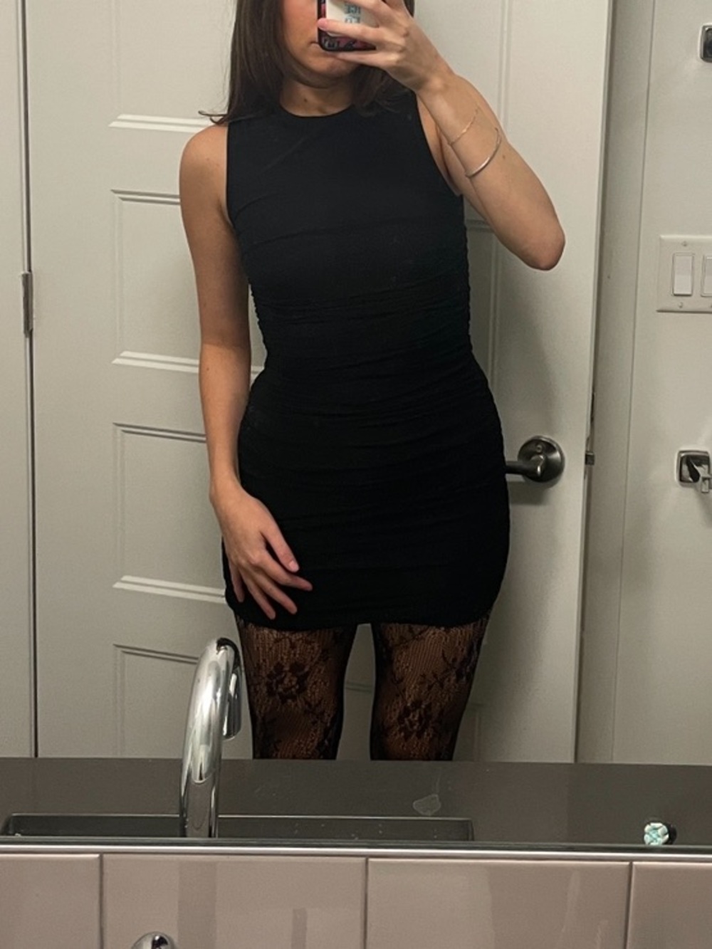 Cotton Candy LA Black Mini Ruched Bodycon Dress